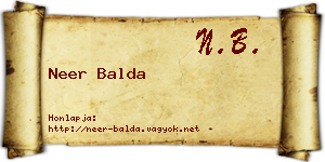 Neer Balda névjegykártya